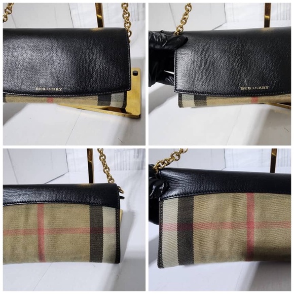 Authentic Burberry Henley Wallet on Chain Leather with House Check Canvas - Picture 9 of 15